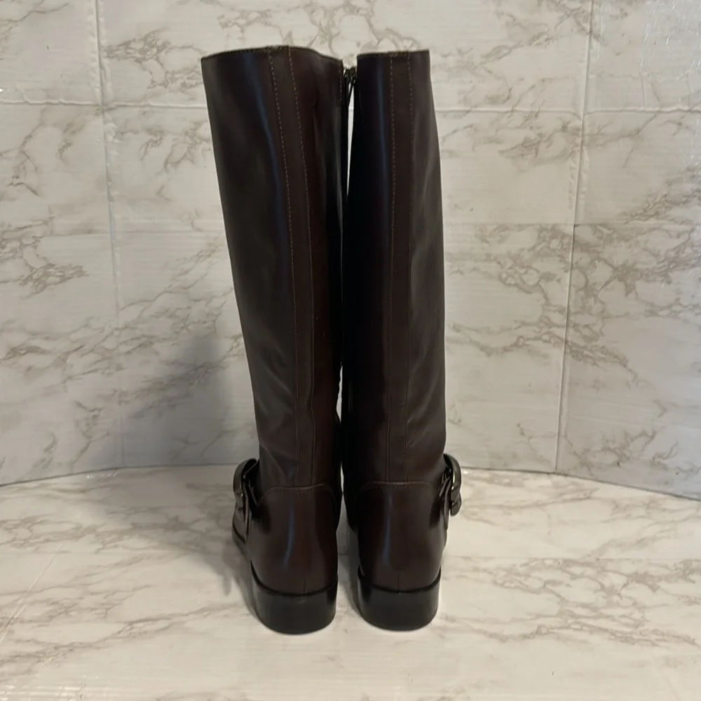 Coach ladies dark chocolate brown tall Brynn Riding leather Boots size 10 B - Picture 8 of 13